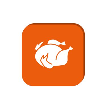 minimal grafik Web simgesi, pişmiş kızarmış tavuk vektör illüstrasyon 