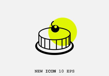 minimal grafik Web simgesi, böğürtlen ile kek vektör illüstrasyon 