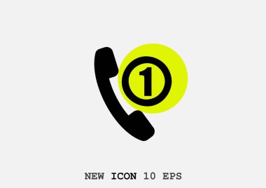minimal grafik Web simgesi, döner arama telefon ahize ve bir numaralı vektör Illustration