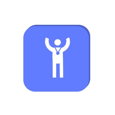 el ile mutlu insan grafik vektör illüstrasyon, kazanan madalya giyiyor 