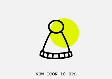 basit, minimal grafik vektör illüstrasyon sıcak kış şapka 