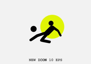 grafik vektör çizim topu, futbol ve futbol anlayışı ile çalışan kişi simgesi 