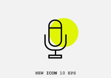 minimal grafik Web simgesi, mikrofon vektör Illustration 