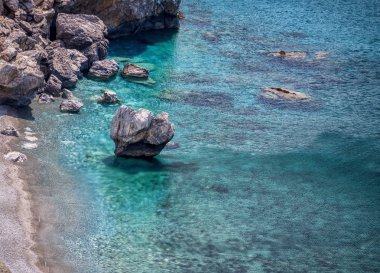 Preveli plaj avuç içi parkıyla adada Crete, Yunanistan .