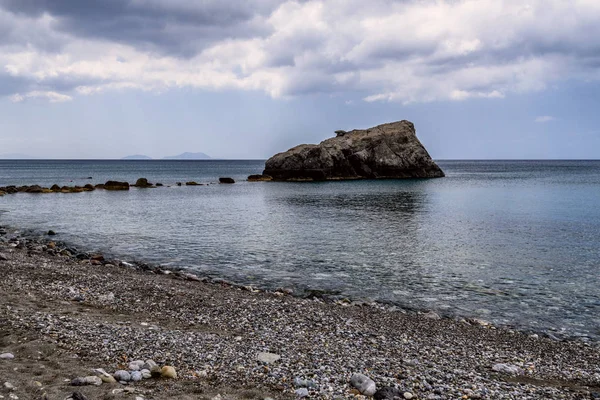 Spiaggia Preveli Con Parco Delle Palme Sull Isola Creta Grecia — Foto Stock