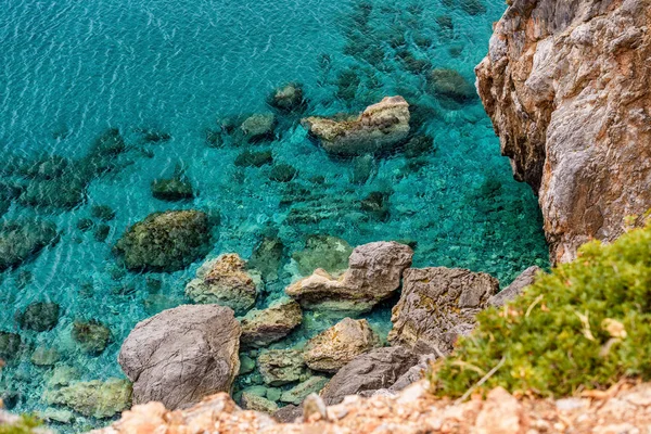 Пляж Превели Пальмовым Парком Острове Крит Греция — стоковое фото