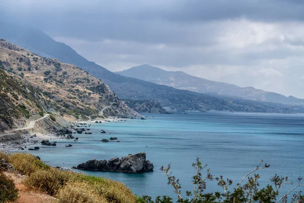 Preveli Beach Palms Park Crete Island Greece — Stock Photo, Image