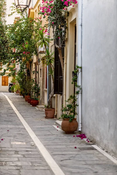 Hermosa Calle Rethymno Por Noche Isla Creta Grecia — Foto de Stock