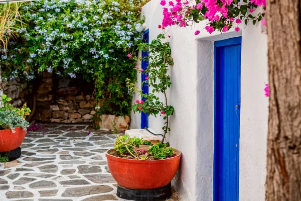 Arquitetura Ciclades Tradicionais Ilha Paros Aldeia Naoussa Grécia — Fotografia de Stock