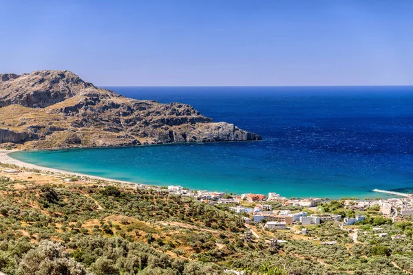 Piękny widok na kreteńskie plaże z góry na wyspie Kreta, Grecja — Zdjęcie stockowe