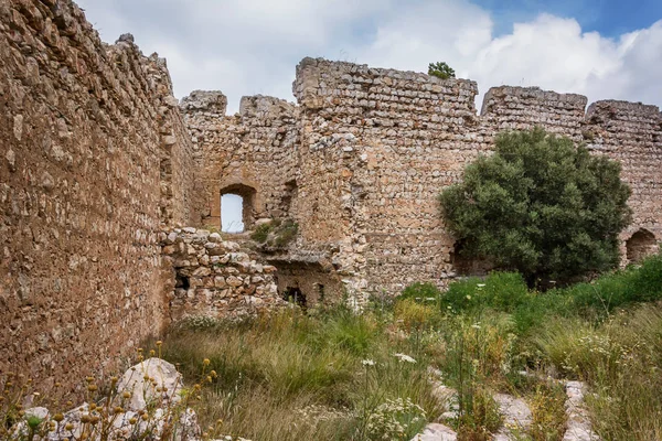 Az ókori Kritinia várkastély romjai Rodosz szigetén, Görögországban — Stock Fotó