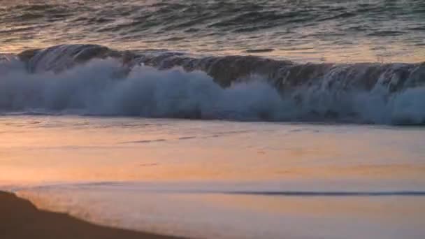Coucher Soleil Mer Avec Des Vagues Crète Grèce Soleil Tombant — Video
