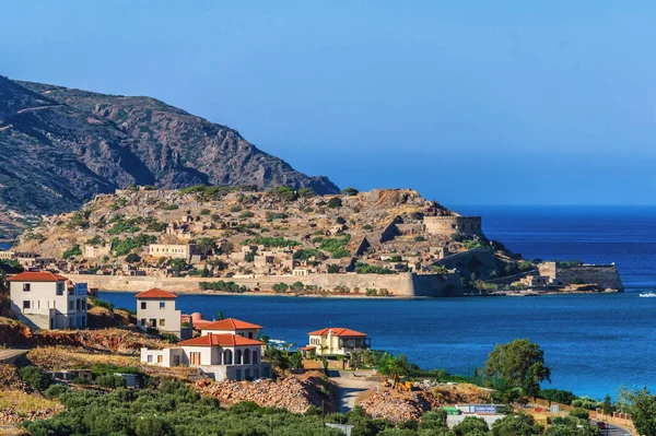 6.25.2013 - The view on Spinalonga island from Elounda hills, Crete island, Greece — Stock Photo, Image