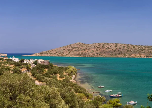 希腊克里特岛米拉贝洛湾和埃隆达镇的美景 — 图库照片