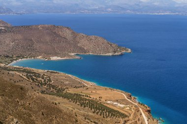 Girit adasının Malavras plajına muhteşem manzara ve manzara, Yunanistan