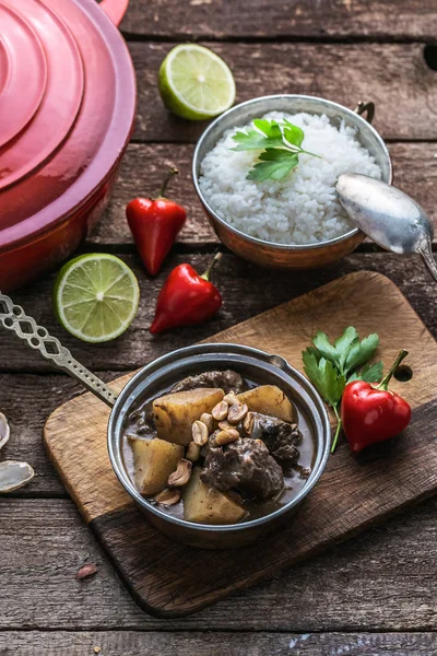 Potato and beef curry with coconut, thai cuisine