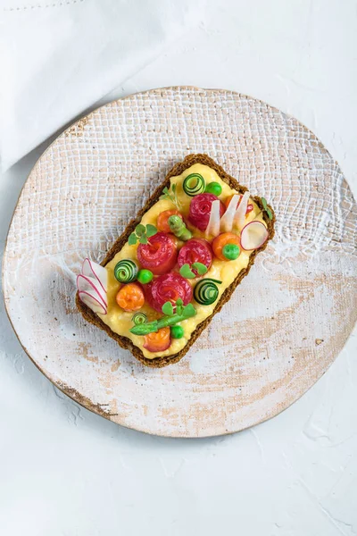 Çavdar sandviç somon ve yumurta, smorrebrod ile