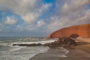 Legzira Beach Fas çarpıcı görünümü.