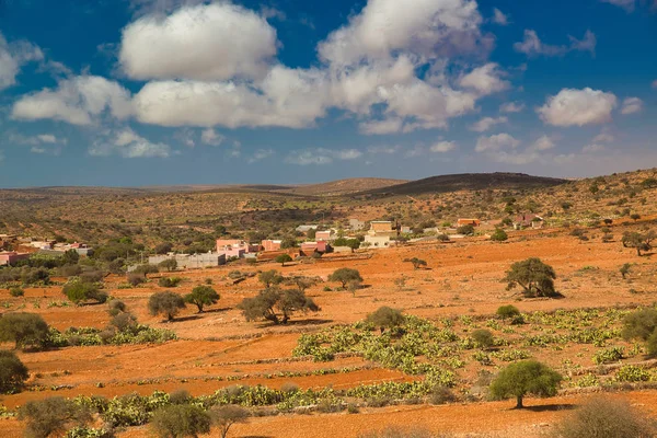 Марокканські Панорамний Краєвид Село Пагорбів Гір Тлі — стокове фото