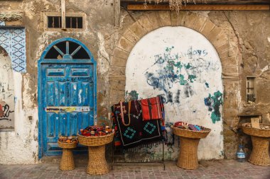 Essaouira, eski şehir Essaouira Medine'de sokaklarda eski Pazar