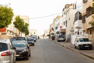 Agadir, Fas - Ağustos, 2017: Agadir sokakları sabah.