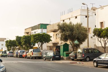 Agadir, Fas - Ağustos, 2017: Agadir sokakları sabah.