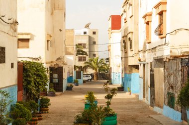 Agadir, Fas - Ağustos, 2017: Agadir sokakları sabah.