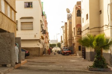 Agadir, Fas - Ağustos, 2017: Agadir sokakları sabah.