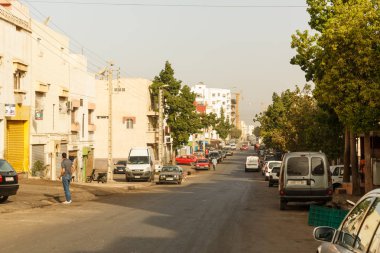 Agadir, Fas - Ağustos, 2017: Agadir sokakları sabah.