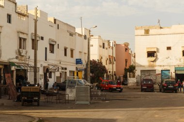 Agadir, Fas - Ağustos, 2017: Agadir sokakları sabah.