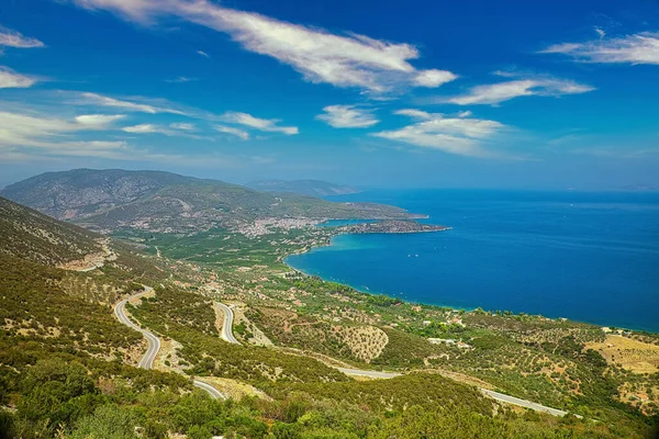 Bela vista panorâmica da costa da Grécia no Peloponessos — Fotografia de Stock