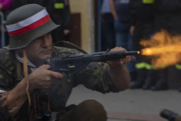 Reconstruction of the Warsaw Uprising — Stock Photo, Image