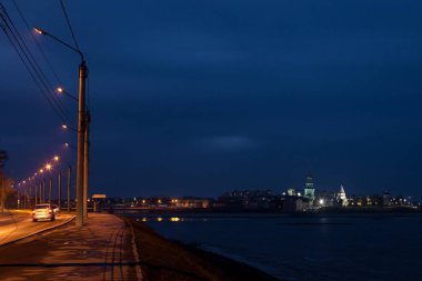 Evening landscape of a small town