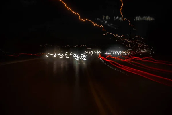 Erratic Night Lights Long Exposure — Stock Photo, Image