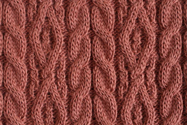 Brown Red Acrylic Knitted Fabric Texture Macro — Stock Photo, Image