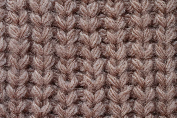 Light Brown Woolen Knitted Fabric Texture Macro — Stock Photo, Image