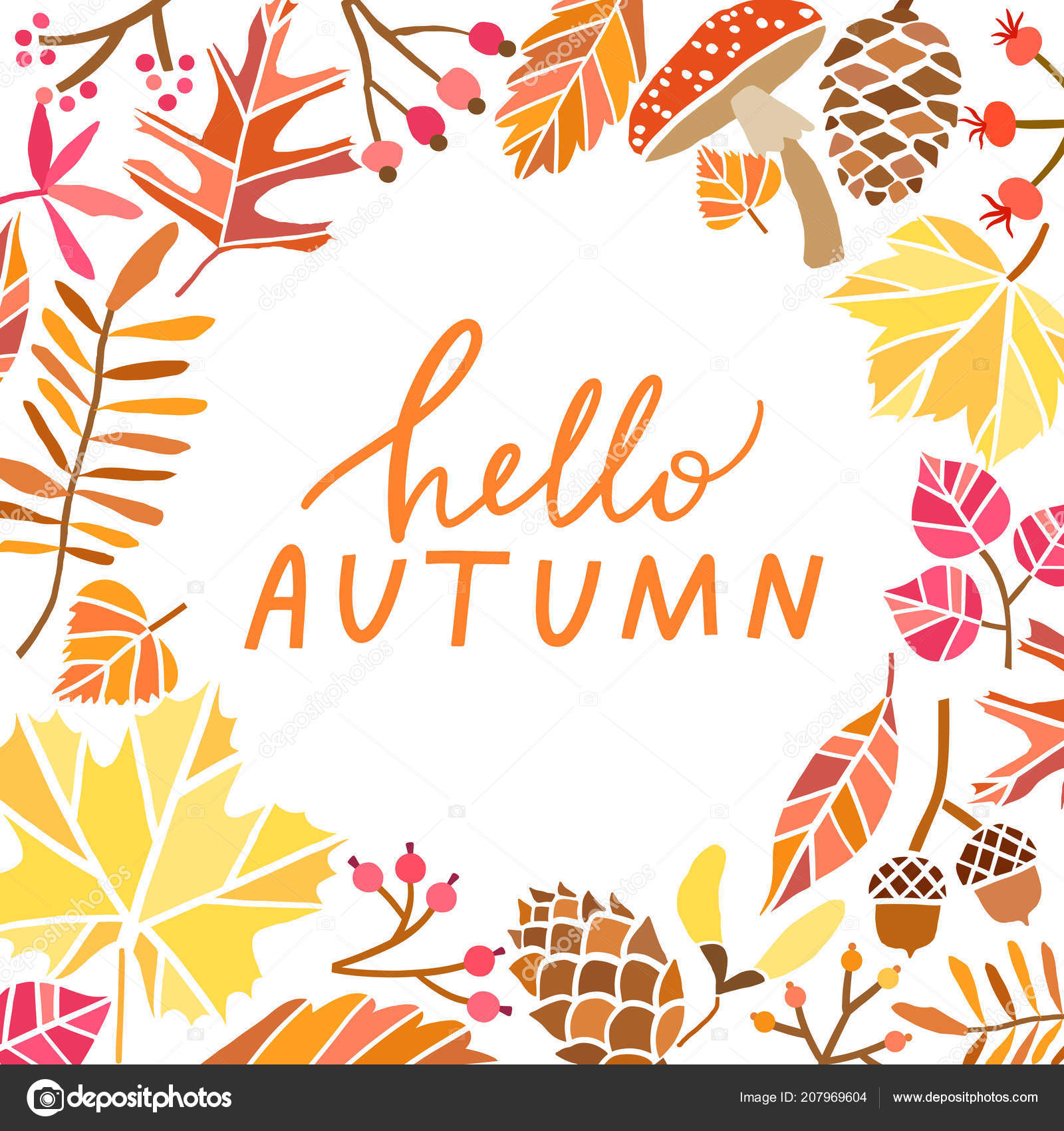 こんにちは秋葉のベクトルの背景 秋のもみじのイラスト ストックベクター C Nadyakr