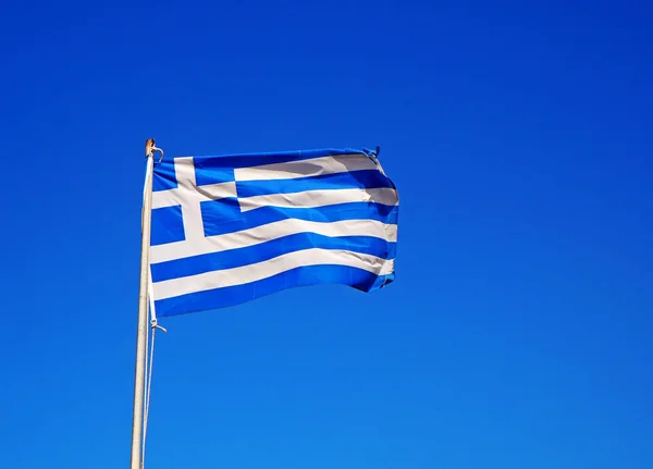 Ελληνική Σημαία Agaist Γαλάζιο Του Ουρανού Royalty Free Εικόνες Αρχείου