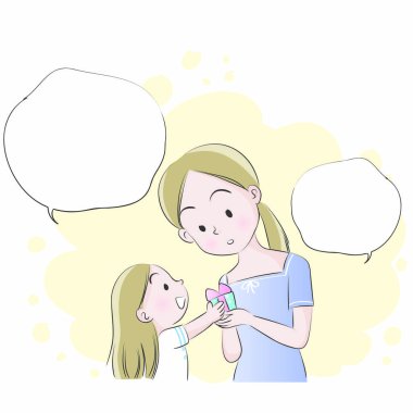 Anne ve kızı vektör çizim