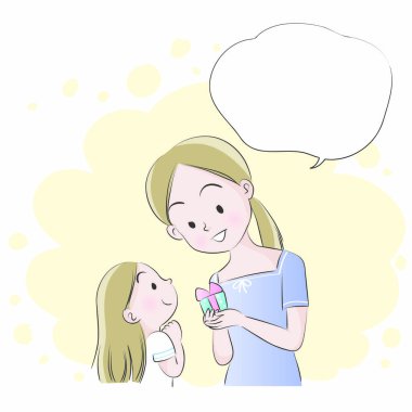 Anne ve kızı vektör çizim