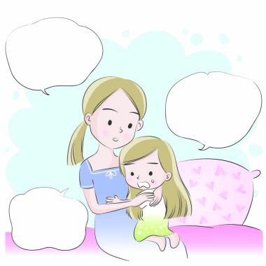 Anne ve kızı vektör çizim