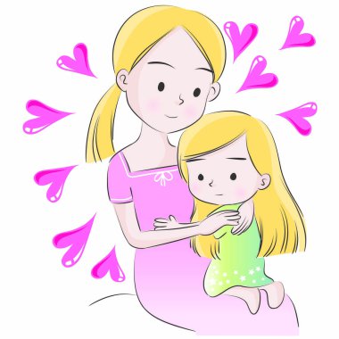 Anne ve kızı vektör çizim