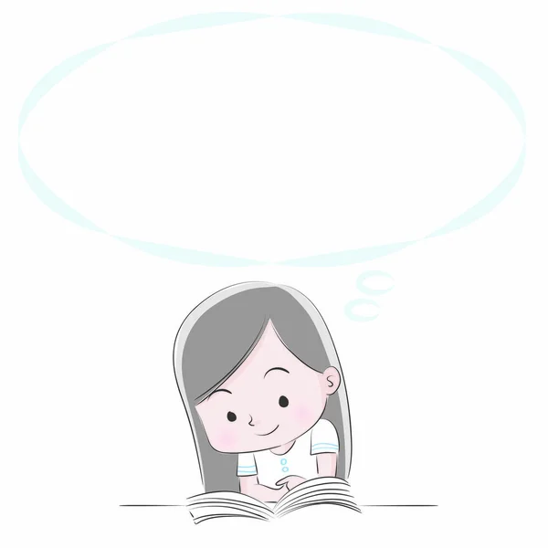 Vetor Desenho Menina Leitura — Vetor de Stock