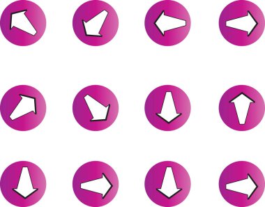 Beyaz arkaplan, vektör, illüstrasyon üzerinde izole edilmiş renkli ok düz simgeleri kümesi