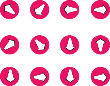 Beyaz arkaplan, vektör, illüstrasyon üzerinde izole edilmiş renkli ok düz simgeleri kümesi