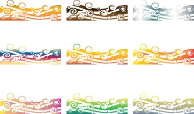 deniz dalgaları renkli çerçeve kenarlıkları beyaz arkaplanda izole 