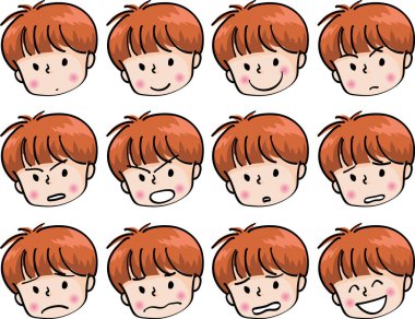 Beyaz arka planda, vektörde, resimde izole edilmiş güzel çocuklar.