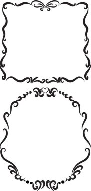 Beyaz arkaplan, vektör, illüstrasyon üzerinde izole güzel dekoratif çerçeveler seti 