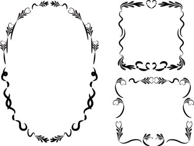 Beyaz arkaplan, vektör, illüstrasyon üzerinde izole edilmiş düz güzel çerçeve seti  