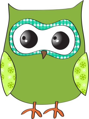 Beyaz arkaplanda, vektörde, resimde izole edilmiş sevimli çizgi film baykuşu